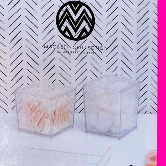 Macbeth Collection Silver Glitter Beauty Essentials Organizer Set 2 Jars & Tray - Picture 2 of 11